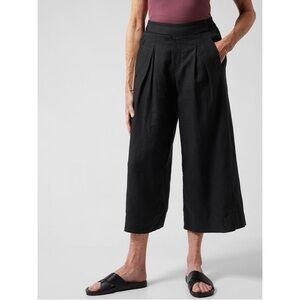 Athleta Black Playa Linen Wide Crop Pants